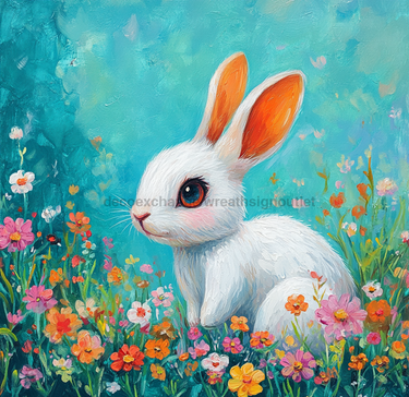 Spring Rabbit Sign, DCO-13414, Sign For Wreath, 10x10